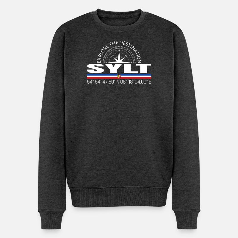 Sylt - Männer Premium Bio Pullover - Anthrazit meliert