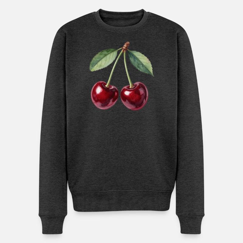 Kirschen  - Männer Premium Bio Pullover - Anthrazit meliert