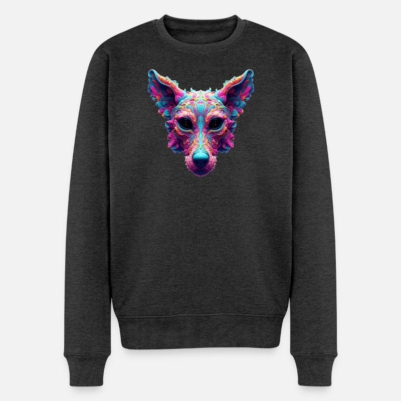 Psychedelischer bester Freund – Hundedesign-T-Shirt - Männer Premium Bio Pullover - Anthrazit meliert