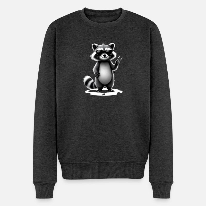 Raton laveur avec lunettes de soleil - Pull Premium bio Homme - anthracite chiné