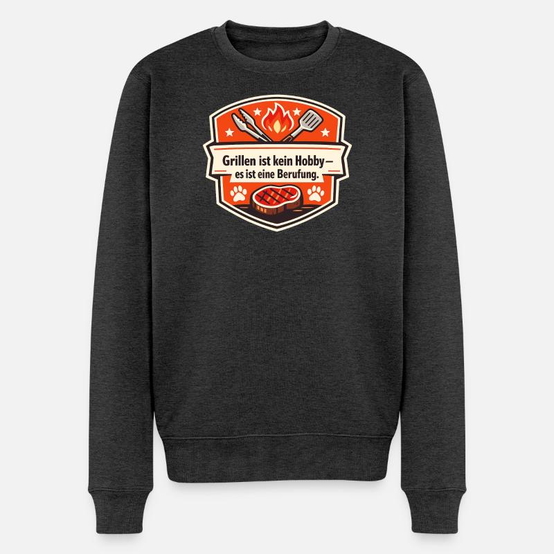 Grillen ist Berufung - Männer Premium Bio Pullover - Anthrazit meliert