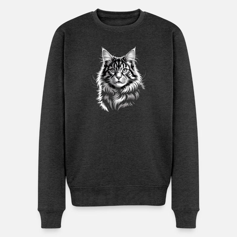 Maine coon - Pull Premium bio Homme - anthracite chiné