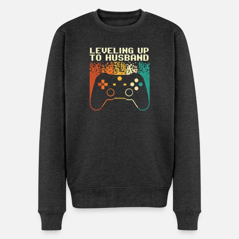 Aufstieg zum Ehemann-Gamer-Junggesellenabschied - Männer Premium Bio Pullover - Anthrazit meliert