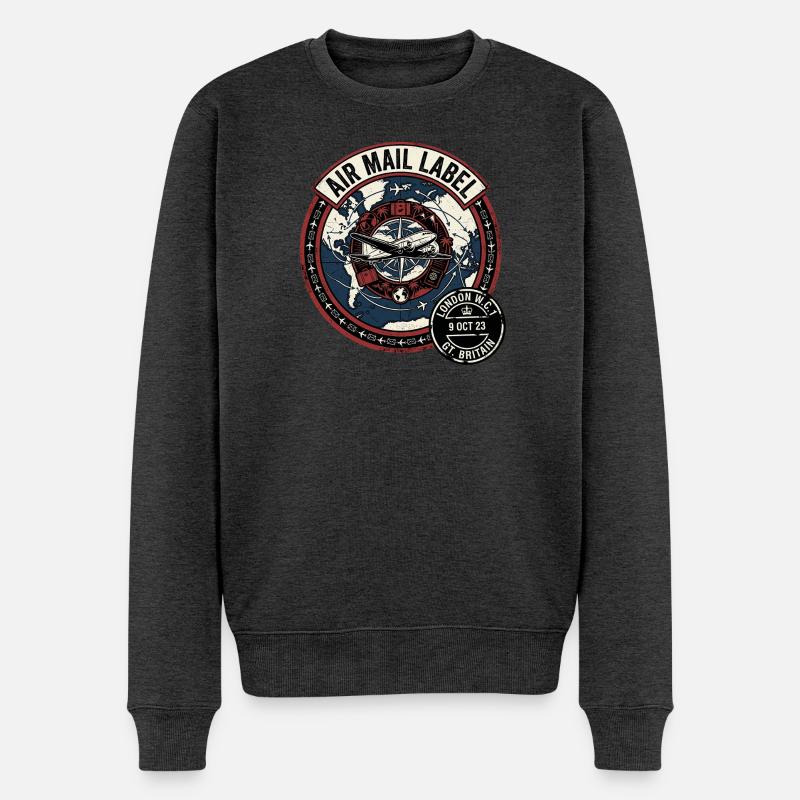 Air Mail England - Männer Premium Bio Pullover - Anthrazit meliert
