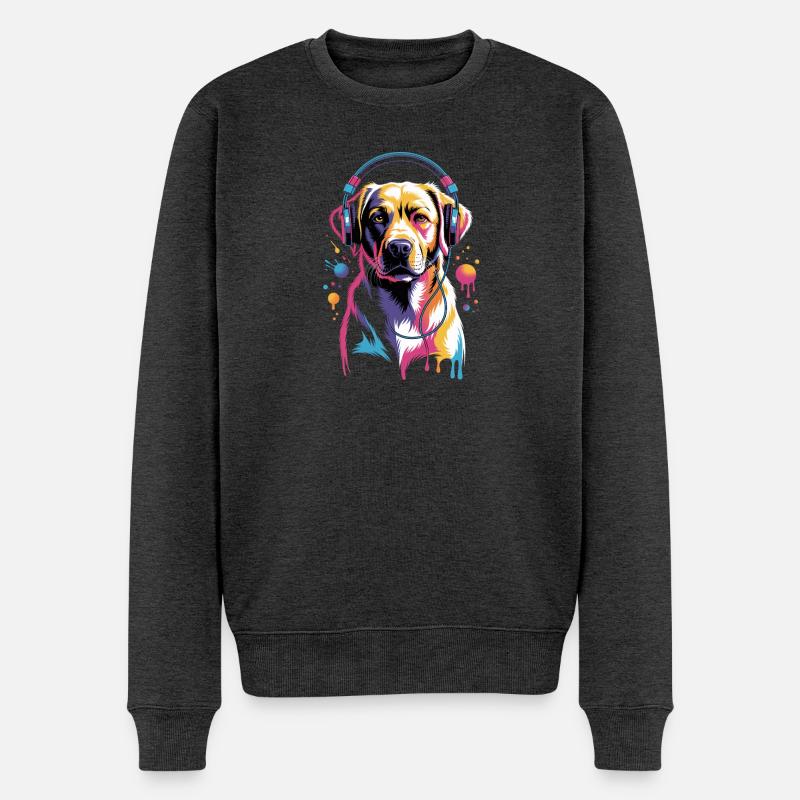 Labrador Kopfhörer - Männer Premium Bio Pullover - Anthrazit meliert