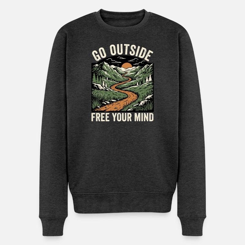 Wanderer Natur Spruch - Männer Premium Bio Pullover - Anthrazit meliert