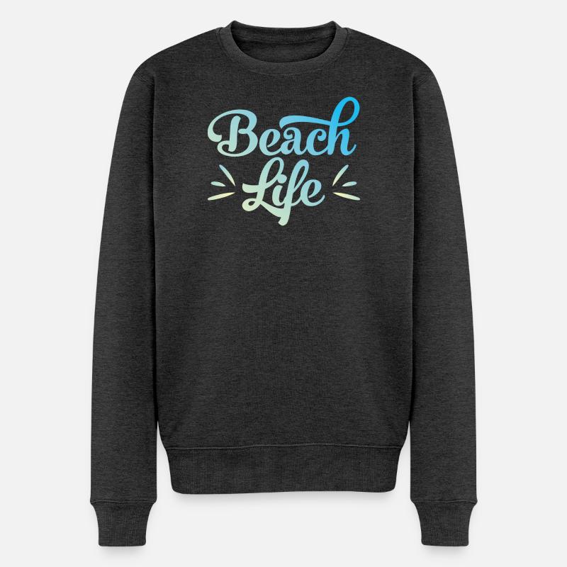 Beach Life only - Männer Premium Bio Pullover - Anthrazit meliert