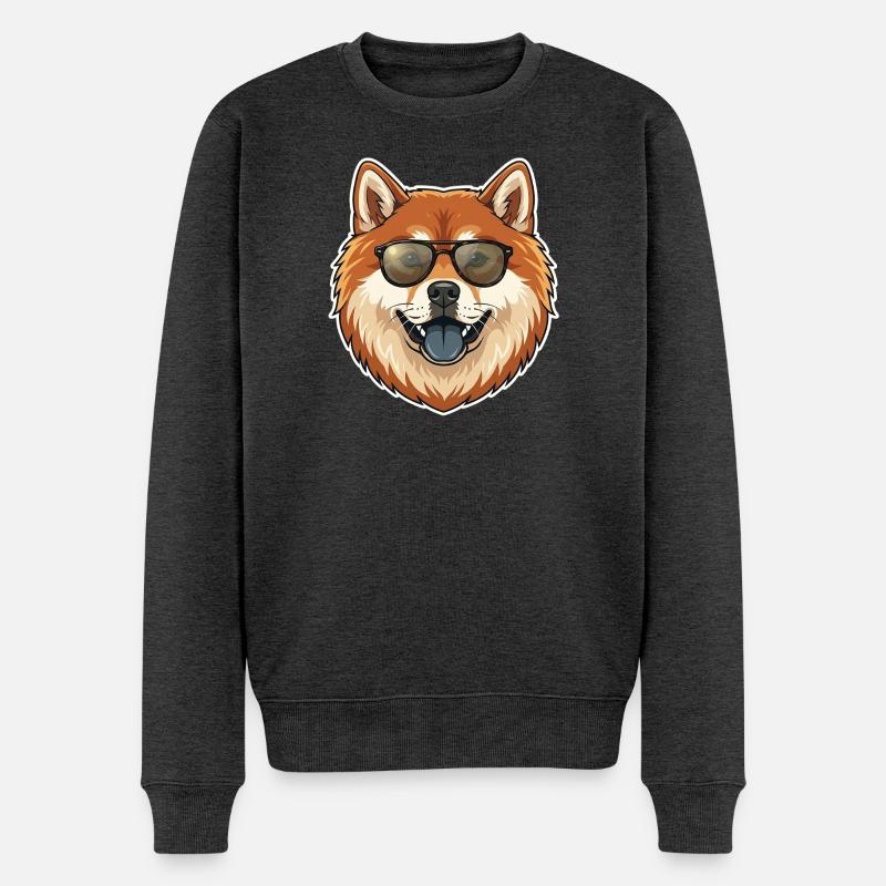 Lustiger Hund - Männer Premium Bio Pullover - Anthrazit meliert