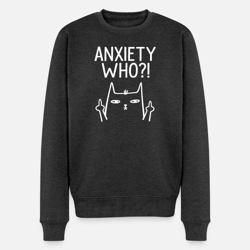Chat Anxiety Who - Pull Premium bio Homme - anthracite chiné