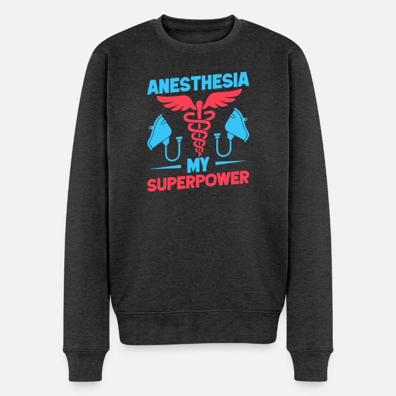 Anesthesiologist My Superpower Anesthesia - Männer Premium Bio Pullover - Anthrazit meliert