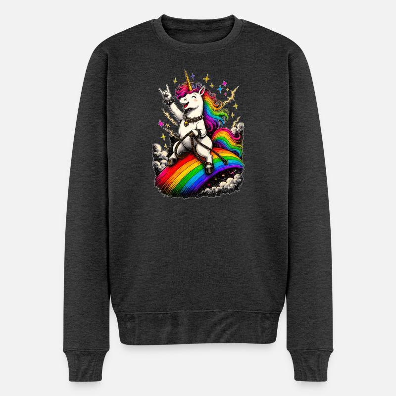Rockendes Einhorn - Männer Premium Bio Pullover - Anthrazit meliert