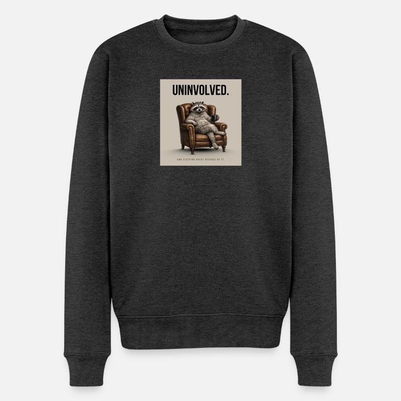 Uninvolved Raccoon Meme - Männer Premium Bio Pullover - Anthrazit meliert
