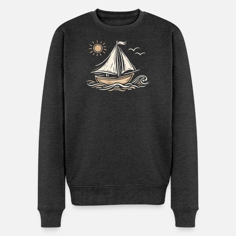 Segelboot Skizze - Männer Premium Bio Pullover - Anthrazit meliert