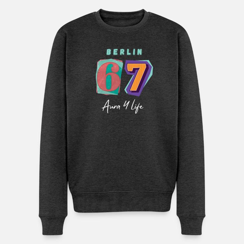 Berlin_67_Aura_4_Life - Männer Premium Bio Pullover - Anthrazit meliert