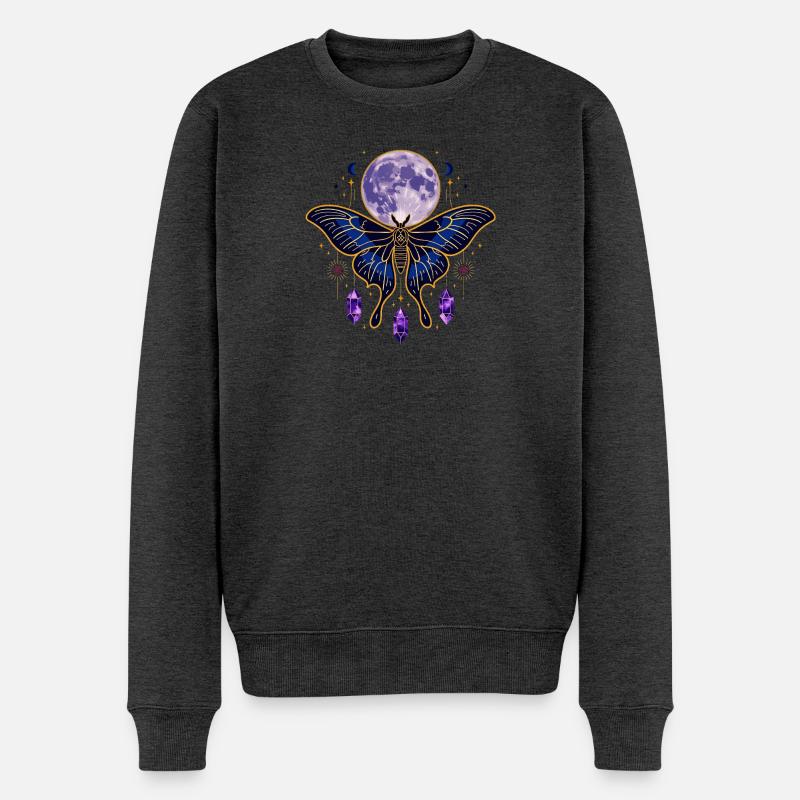 Mystical Celestial Tarot Card Aesthetic - Männer Premium Bio Pullover - Anthrazit meliert