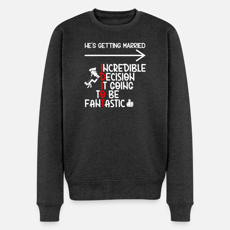 Idiot de célibataire drôle - Pull Premium bio Homme - anthracite chiné