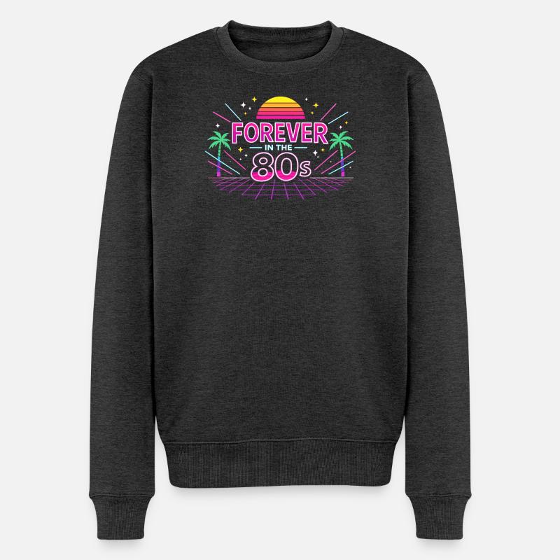 Forever 80s Neon Retro - Männer Premium Bio Pullover - Anthrazit meliert