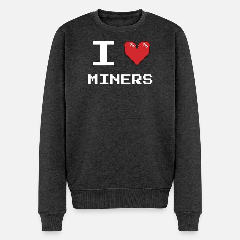 I love Miners Retro Herz - Männer Premium Bio Pullover - Anthrazit meliert