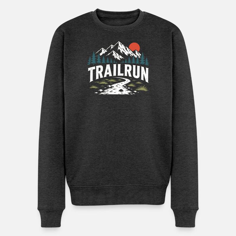 Trailrun - Männer Premium Bio Pullover - Anthrazit meliert