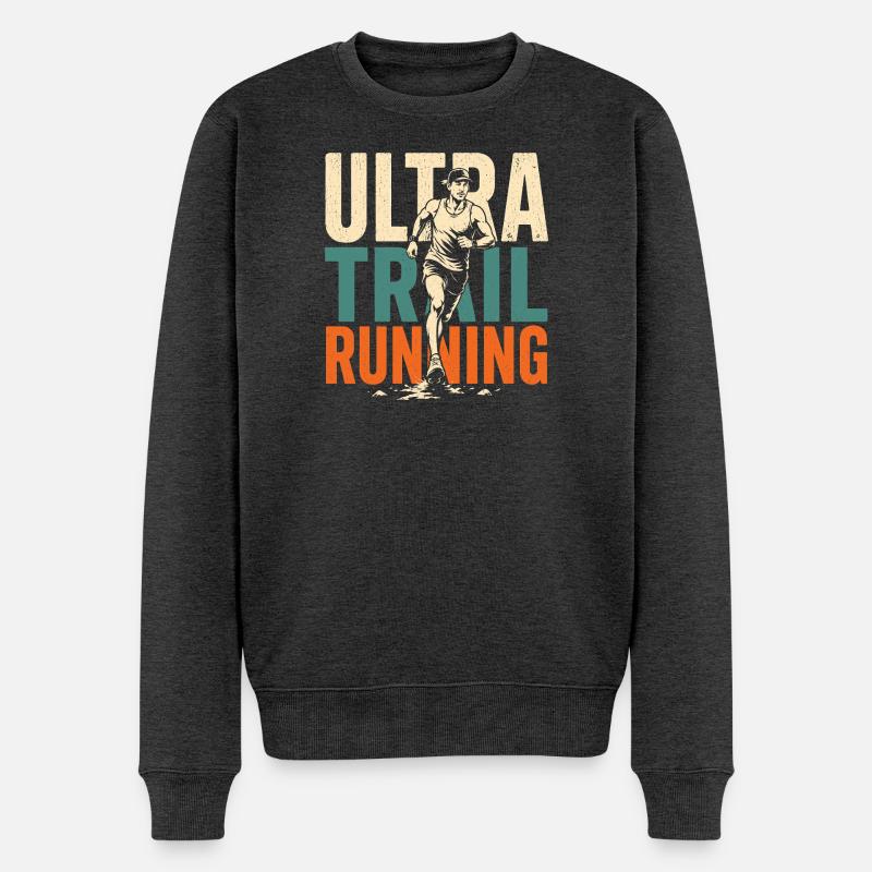 Ultra-Trailrunning - Männer Premium Bio Pullover - Anthrazit meliert