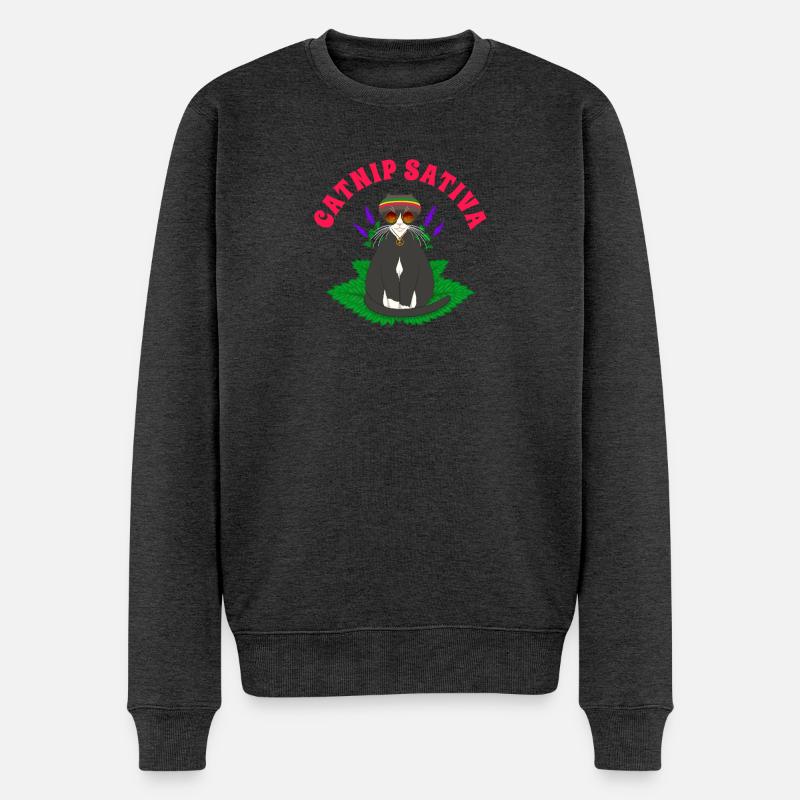Herbe à chat Sativa - Pull Premium bio Homme - anthracite chiné