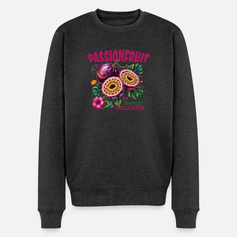 Passionsfrucht-Tropen - Männer Premium Bio Pullover - Anthrazit meliert