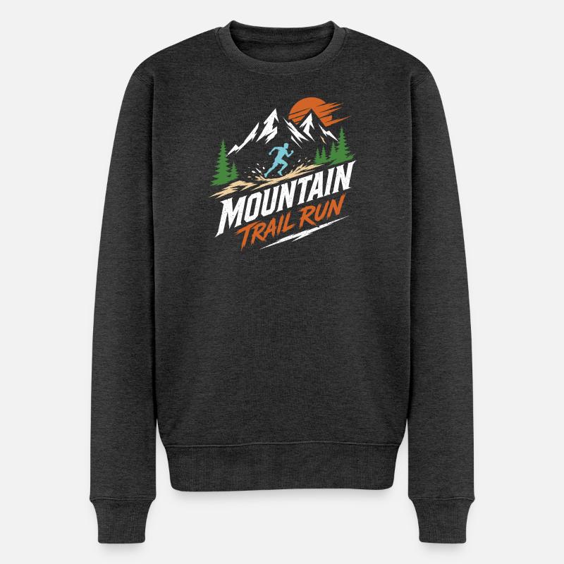 Mountain Trail Run - Männer Premium Bio Pullover - Anthrazit meliert