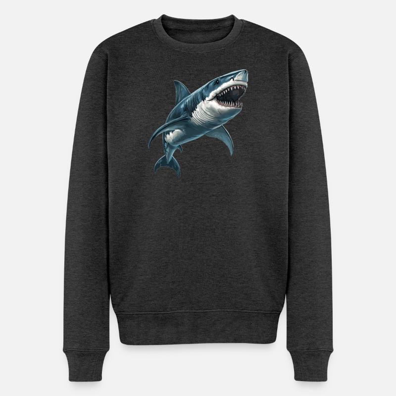 Haie Hai - Männer Premium Bio Pullover - Anthrazit meliert