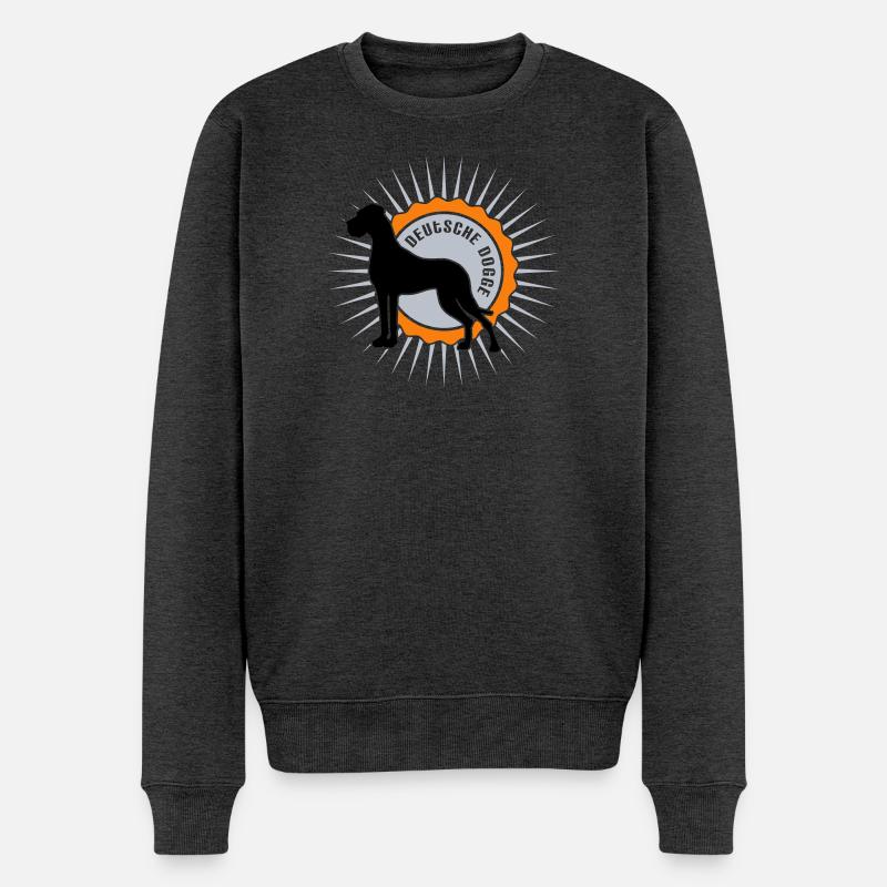 Deutsche Dogge Stern Schrift - Männer Premium Bio Pullover - Anthrazit meliert
