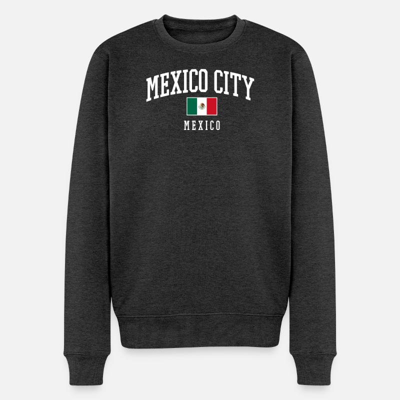 Drapeau typographique de Mexico - Pull Premium bio Homme - anthracite chiné