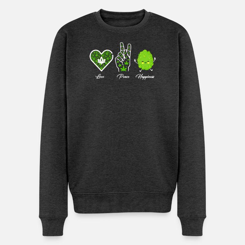 Love, Peace and Happiness - Männer Premium Bio Pullover - Anthrazit meliert