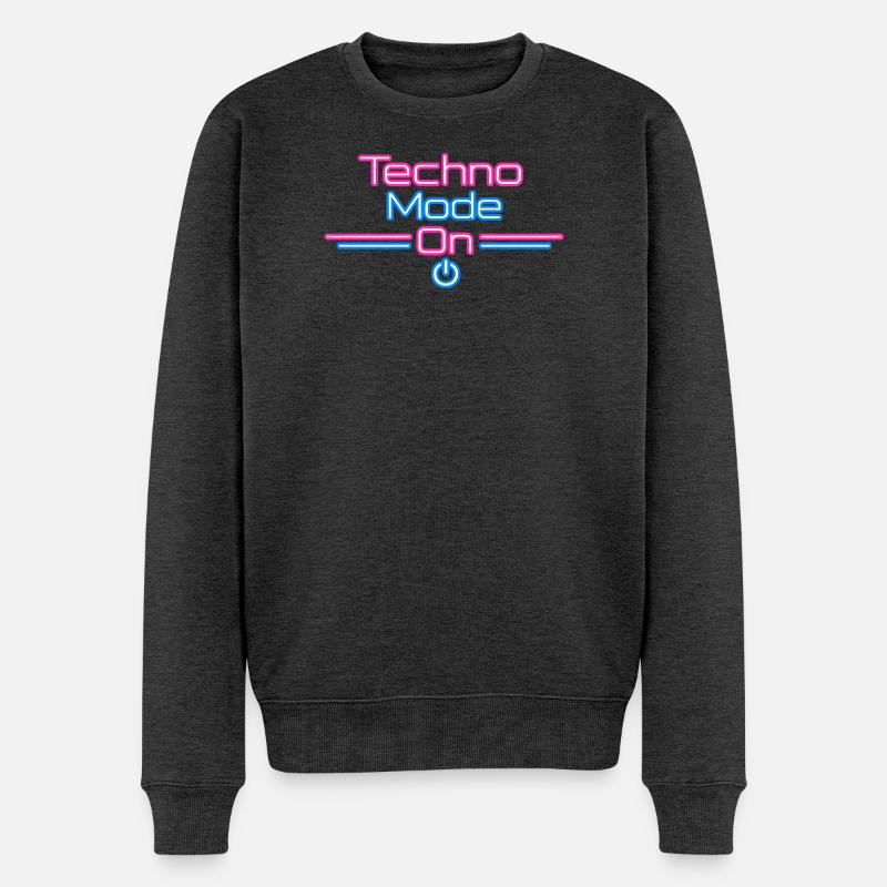Techno Mode Neon On - Pull Premium bio Homme - anthracite chiné