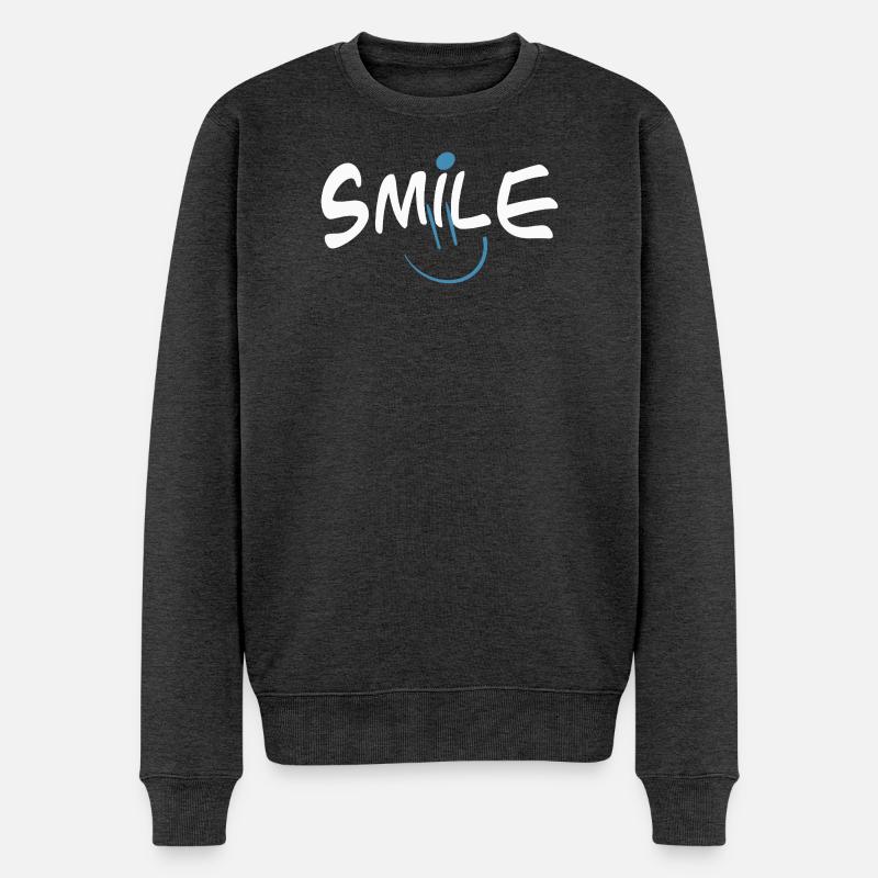 Fröhliches Smile mit Farbklecks - Männer Premium Bio Pullover - Anthrazit meliert
