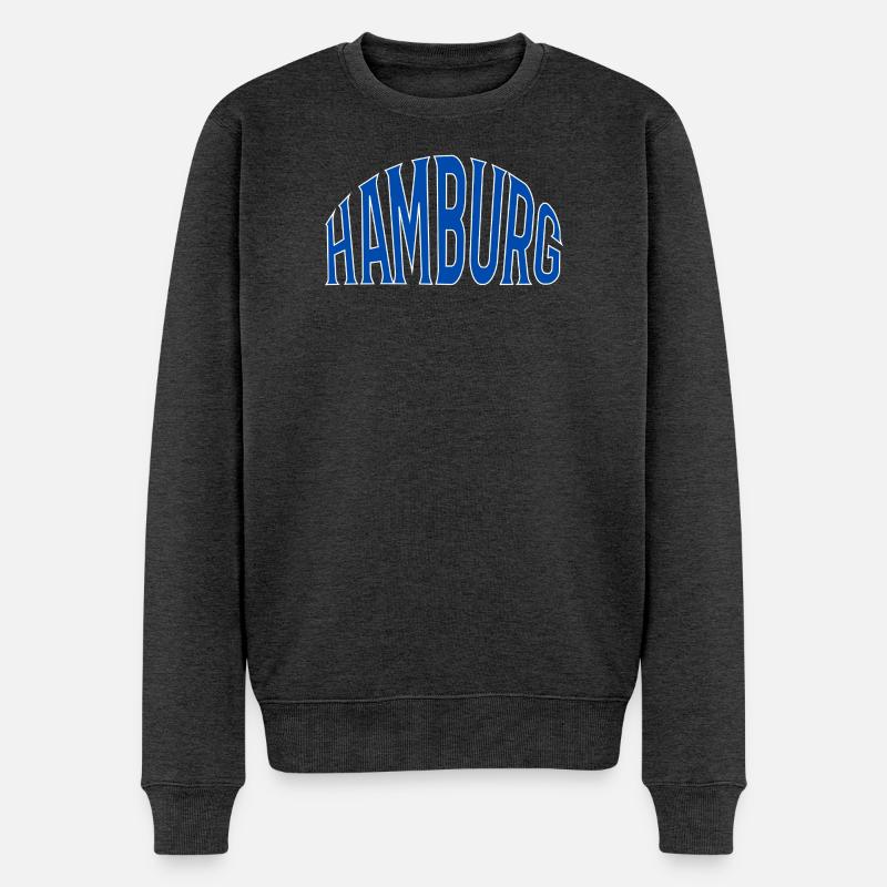 Hamburg - Männer Premium Bio Pullover - Anthrazit meliert