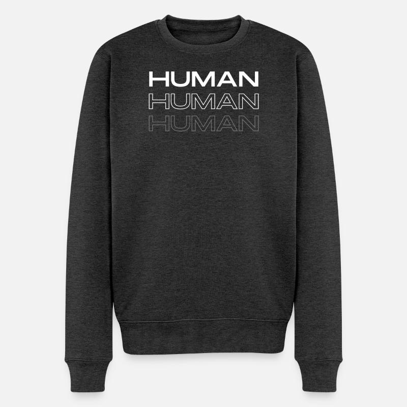Mensch - Männer Premium Bio Pullover - Anthrazit meliert