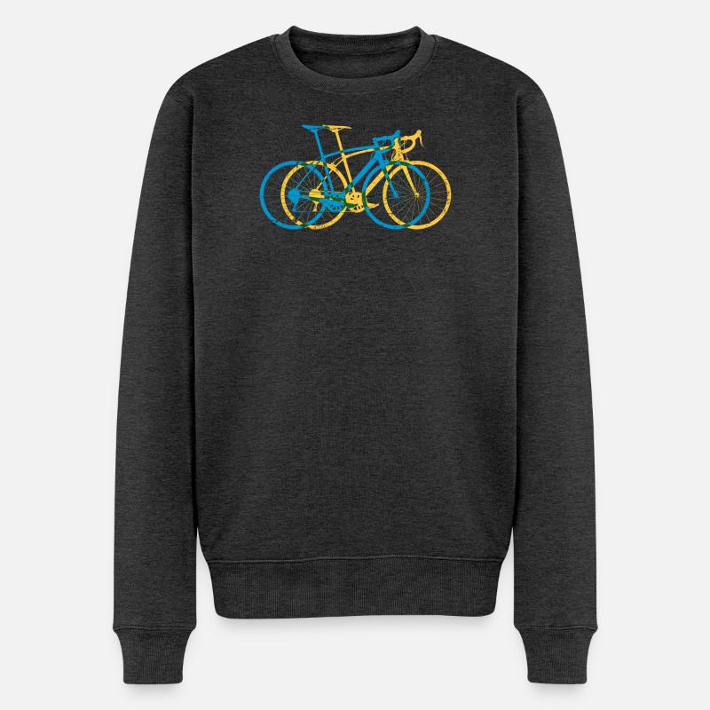 Lebendige Tri-Tone-Fahrradüberlagerung - Männer Premium Bio Pullover - Anthrazit meliert