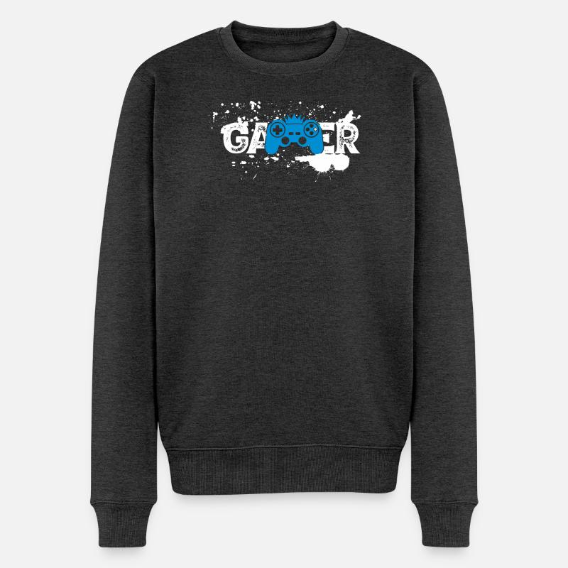 Gamer Splash Controller - Männer Premium Bio Pullover - Anthrazit meliert