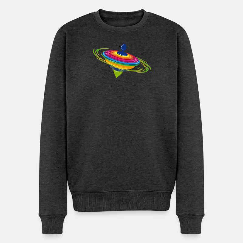 farbenfroher rotierender Kreisel - Männer Premium Bio Pullover - Anthrazit meliert