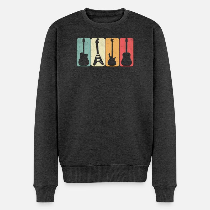 Gitarren - Männer Premium Bio Pullover - Anthrazit meliert