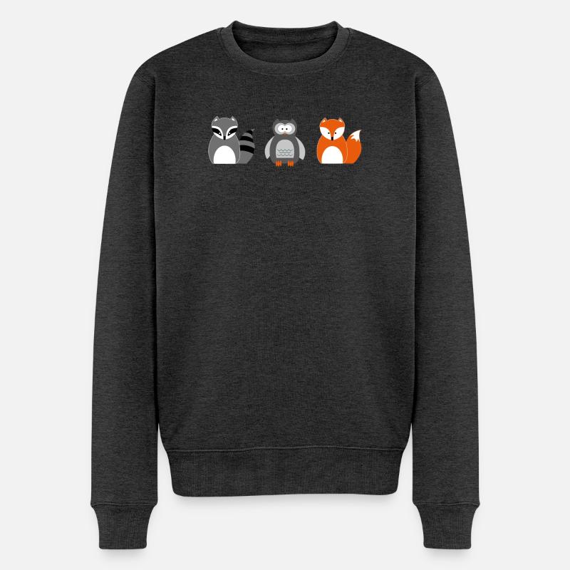 raccoon - Männer Premium Bio Pullover - Anthrazit meliert