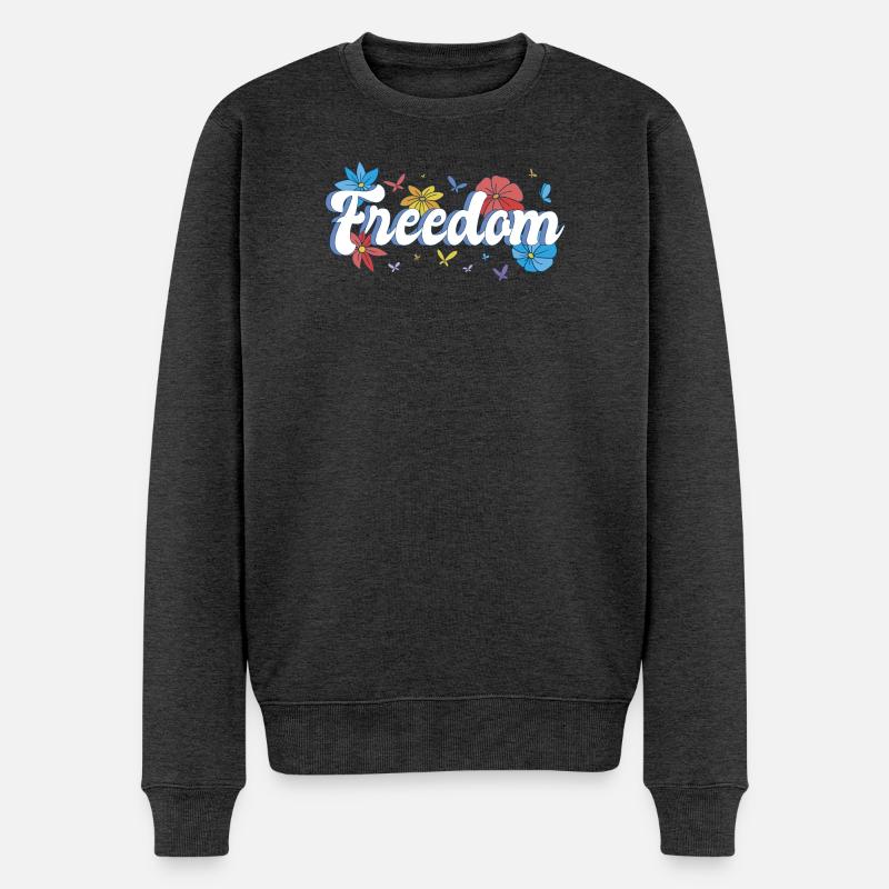 Liberté Fleurs Papillons Liberté Design - Pull Premium bio Homme - anthracite chiné