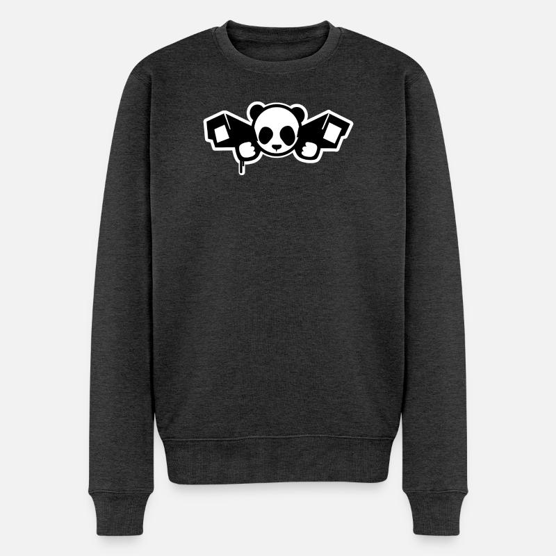 Panda de surveillance – Style graphique urbain - Pull Premium bio Homme - anthracite chiné