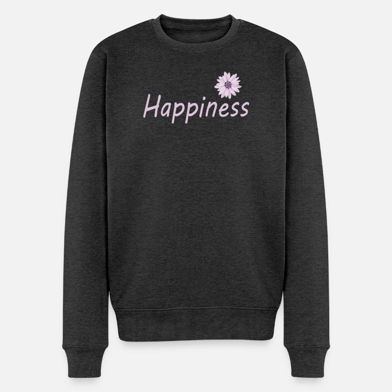 HAPPINESS - Männer Premium Bio Pullover - Anthrazit meliert
