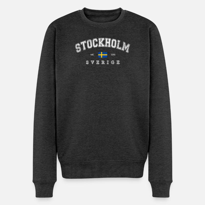 Stockholm Schweden - Männer Premium Bio Pullover - Anthrazit meliert