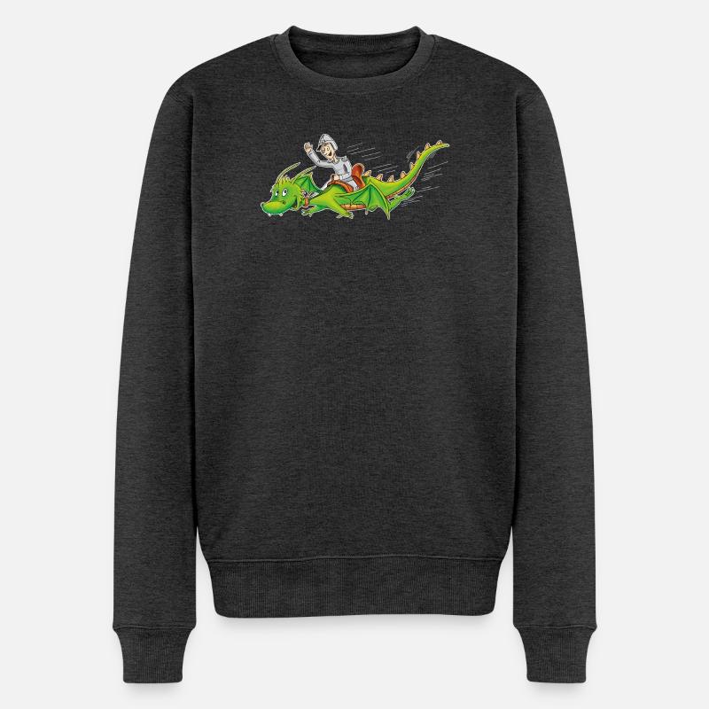 Drachenritter - Männer Premium Bio Pullover - Anthrazit meliert