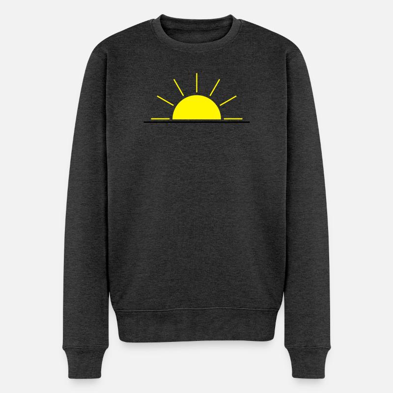 Sonnenaufgang oder Sonnenuntergang gelb - Männer Premium Bio Pullover - Anthrazit meliert