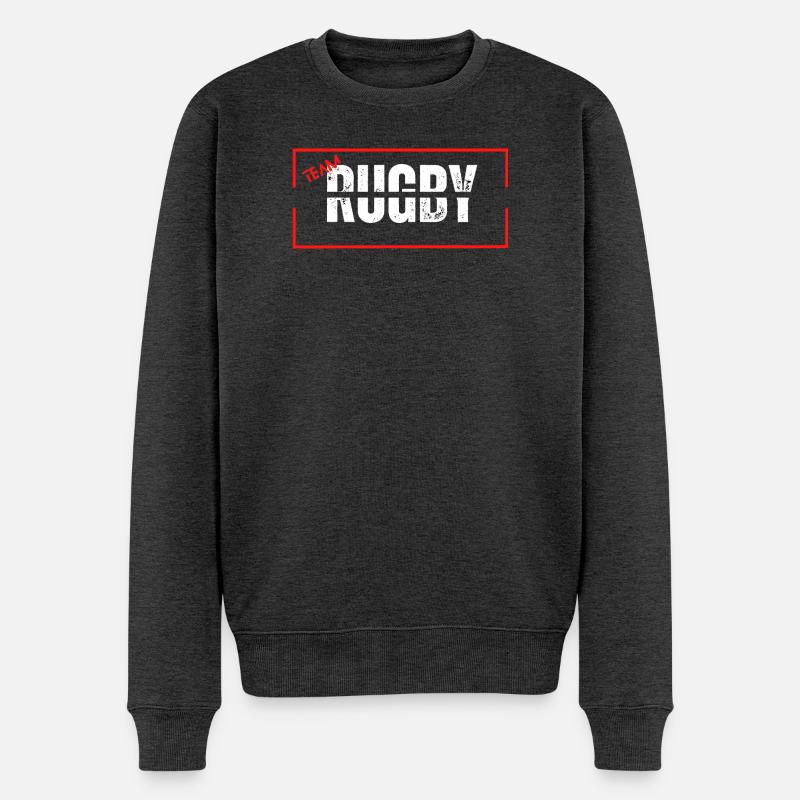 Team rugby red - Pull Premium bio Homme - anthracite chiné