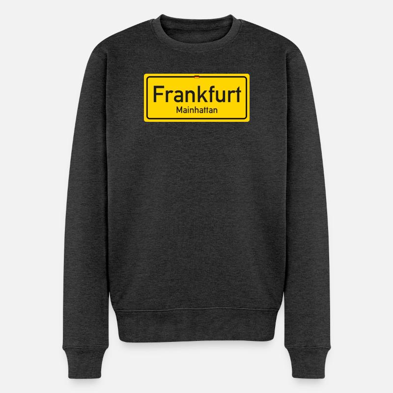 Frankfurter Ortsschild - Männer Premium Bio Pullover - Anthrazit meliert