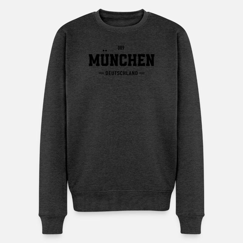 089 Muenchen Deutschland - Männer Premium Bio Pullover - Anthrazit meliert
