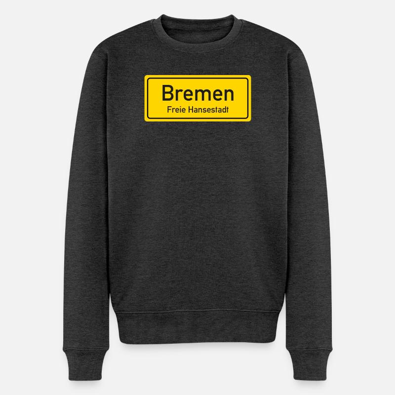 Bremer Ortsschild Deutschland - Männer Premium Bio Pullover - Anthrazit meliert